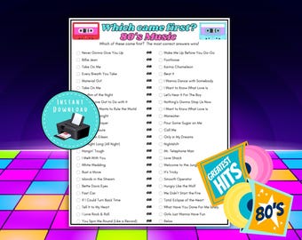 Jeu-questionnaire sur les films des années 80, qui sont apparus en premier Quiz sur la musique des années 80, Jeu-questionnaire sur la musique rétro, quiz sur la culture pop, Soirée musique 80's