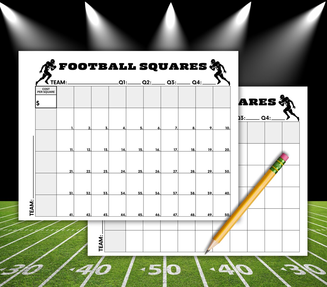 Football Squares Game, Football Betting Grid, Printable Football Grid ...