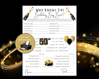 Qui connaît le mieux l'anniversaire de garçon, Jeux du 50e anniversaire, Fabulous 50, Fête du 50e anniversaire, Anniversaire d'un jalon, Fête d'anniversaire pour adultes