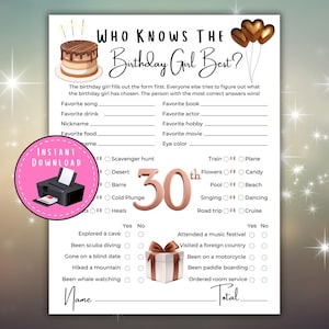 Who Knows The Birthday Girl Best, 30th Birthday Games, 30th Birthday Party, Milestone Birthday, Adult Birthday Party, Coworker Birthday