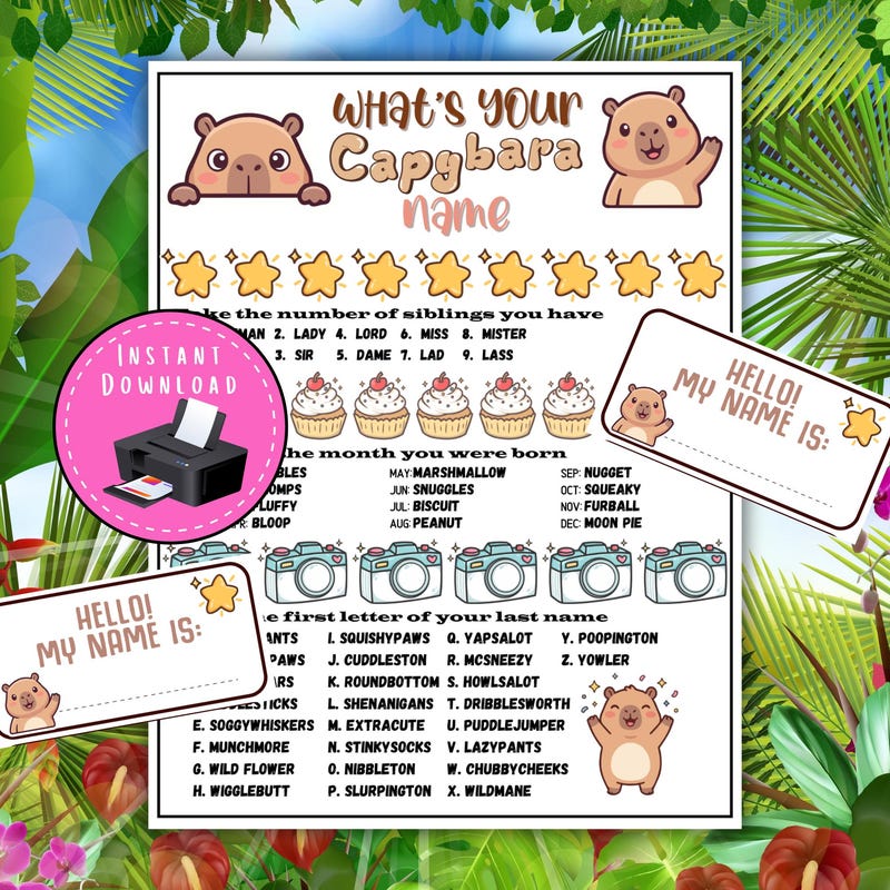 Capybara School Name Tags - Etsy