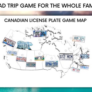 Kanadisches Nummernschild-Spiel mit Karte - Road Trip Spiele - Druckbares kanadisches Nummernschild-Spiel