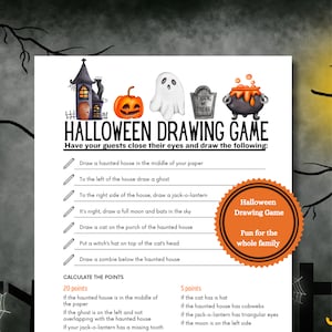 Juego de dibujo de Halloween, Juego para fiesta de Halloween, Juego de arte de Halloween, Reto de dibujo de Halloween, Juego para fiesta de oficina de Halloween