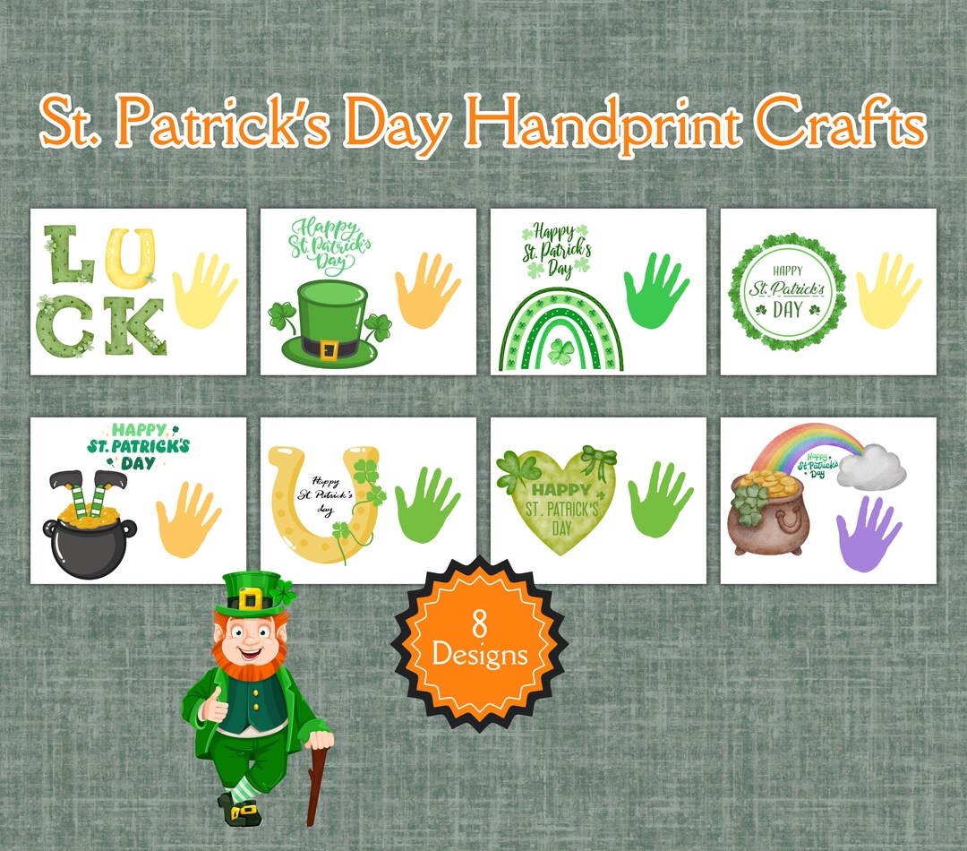 Patrick Handwork St Patrick's Day Handprint Craft, St Patrick's Day Craft, Handprint ...