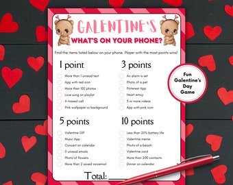 Valentine's What's on Your Phone, Galentines Games, Valentine's Day Game, Valentine Party Game, Valentine Printable Game, Valentine Activity