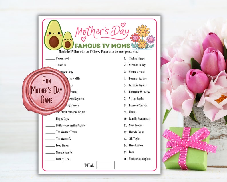 Mother's Day Famous TV Moms, Mother's Day Trivia Game, Mothers Day ...