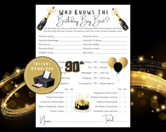 Who Knows The Birthday Boy Best, 90th Birthday Game, 90th Birthday Party, Milestone Birthday, Adult Birthday Party