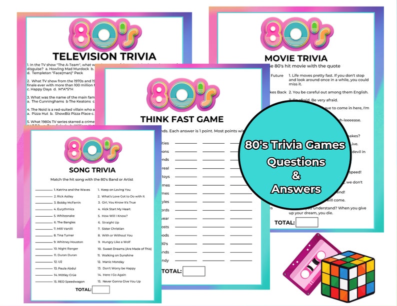 80s Trivia, 80s Trivia Game, 80s Music, 80s TV Shows, 40th Birthday ...