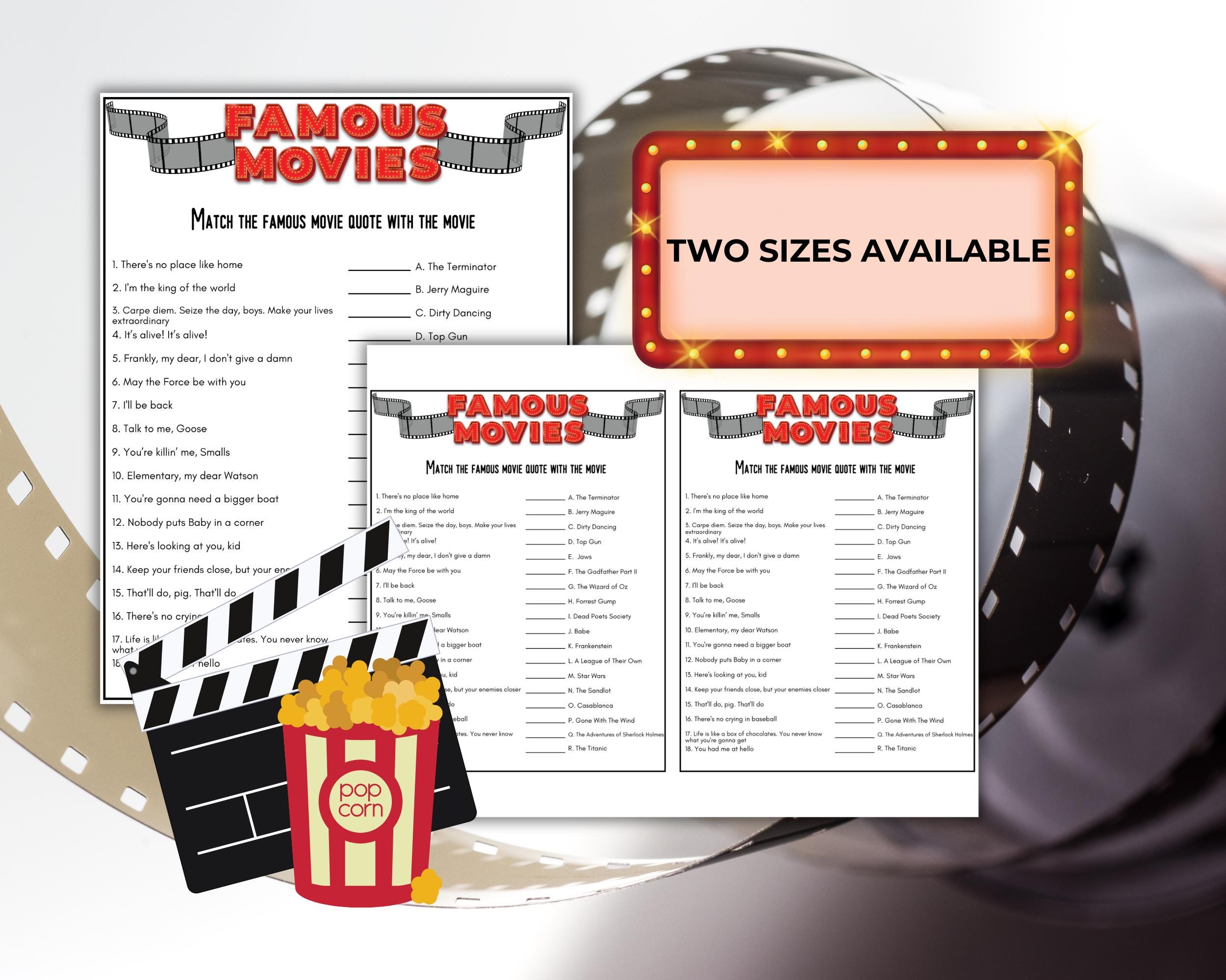 Famous Movie Quotes, Movie Quotes Printables, Movie Lines Quiz, Best