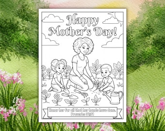 Black Mother's Day Coloring Page, Kids Bible Activity, Bible Verse Coloring Page, Sunday School Craft, Kids Bible Lesson, Proverbs 31:31