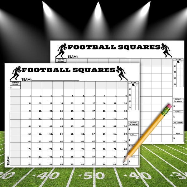 Football Squares Game, Football Betting Grid, Printable Football Grid ...