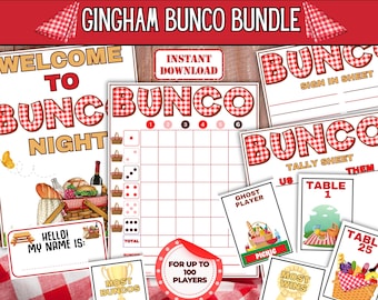 Gingham Bunco Game, Gingham Dice Game, Picnic Bunco Party, Summer Party Game, Summer Dice Game, Cottagecore Games, Spring Bunco Game