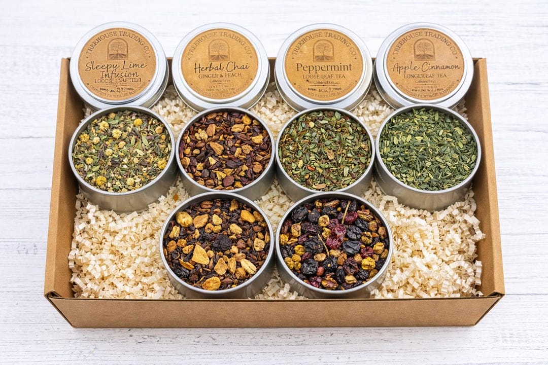 Loose Leaf Tea Sampler Gift Set, Herbal Tea Variety Pack, Fair Trade ...