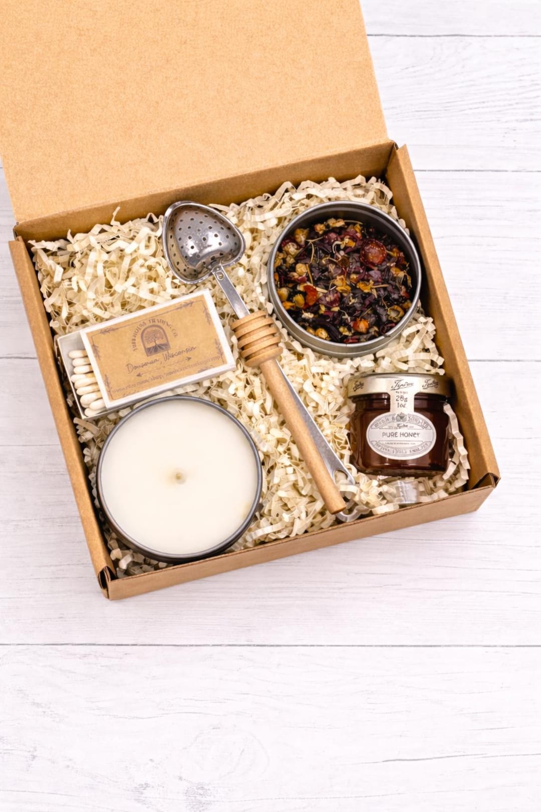 organic-tea-gift-set-soy-candle-honey-self-care-package-etsy