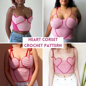 Heart Corset Top Crochet Pattern - DIGITAL FILE ONLY
