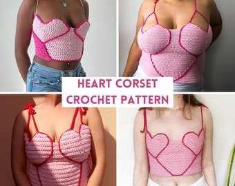 Heart Corset Top Crochet Pattern - DIGITAL FILE ONLY