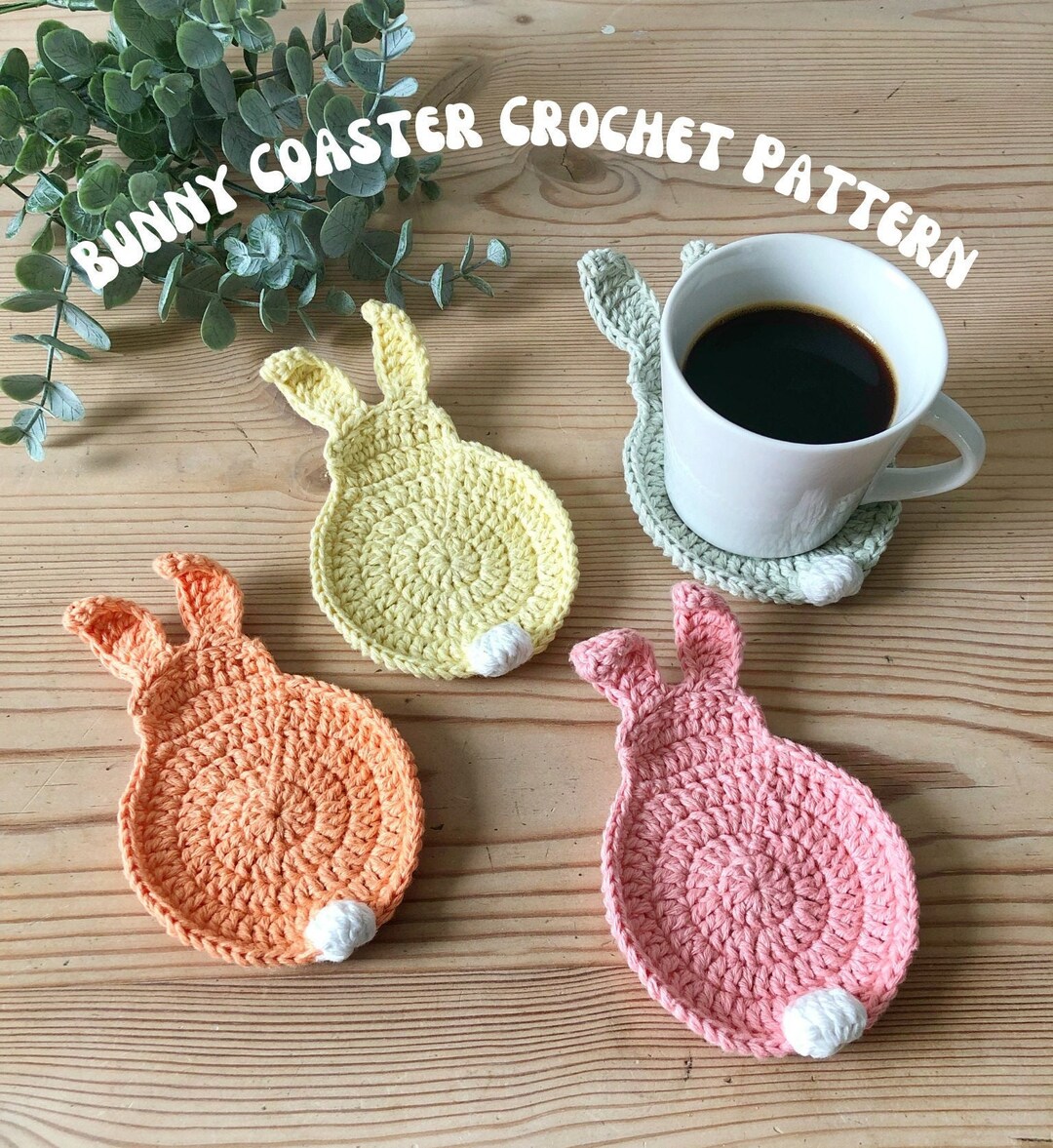 Bunny Coaster Crochet Pattern DIGITAL FILE Instant Download PDF Etsy
