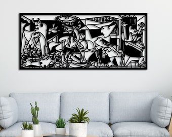 Metal Guernica Large Wall Art Decor, Picasso Extra Large Metal Wall Art, Guernica Modern Black Metal Wall Art Living Room, Picasso Art