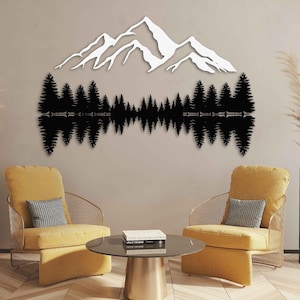 Trees and Mountain Metal Wall Art, Mountain Landscape Wall Art Decoration, Hills and Forest Metal Wall Decor, Large Metal Nature Wall Decor