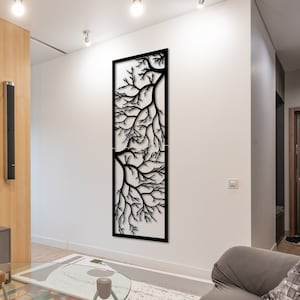 Tree wall art vertical metal Wall decor living room Metal wall art large Tree wall hanging for indoor and outdoor Wall art metal home decor