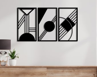 3 Stück Geometrische Große Metall Wand Kunst Dekor