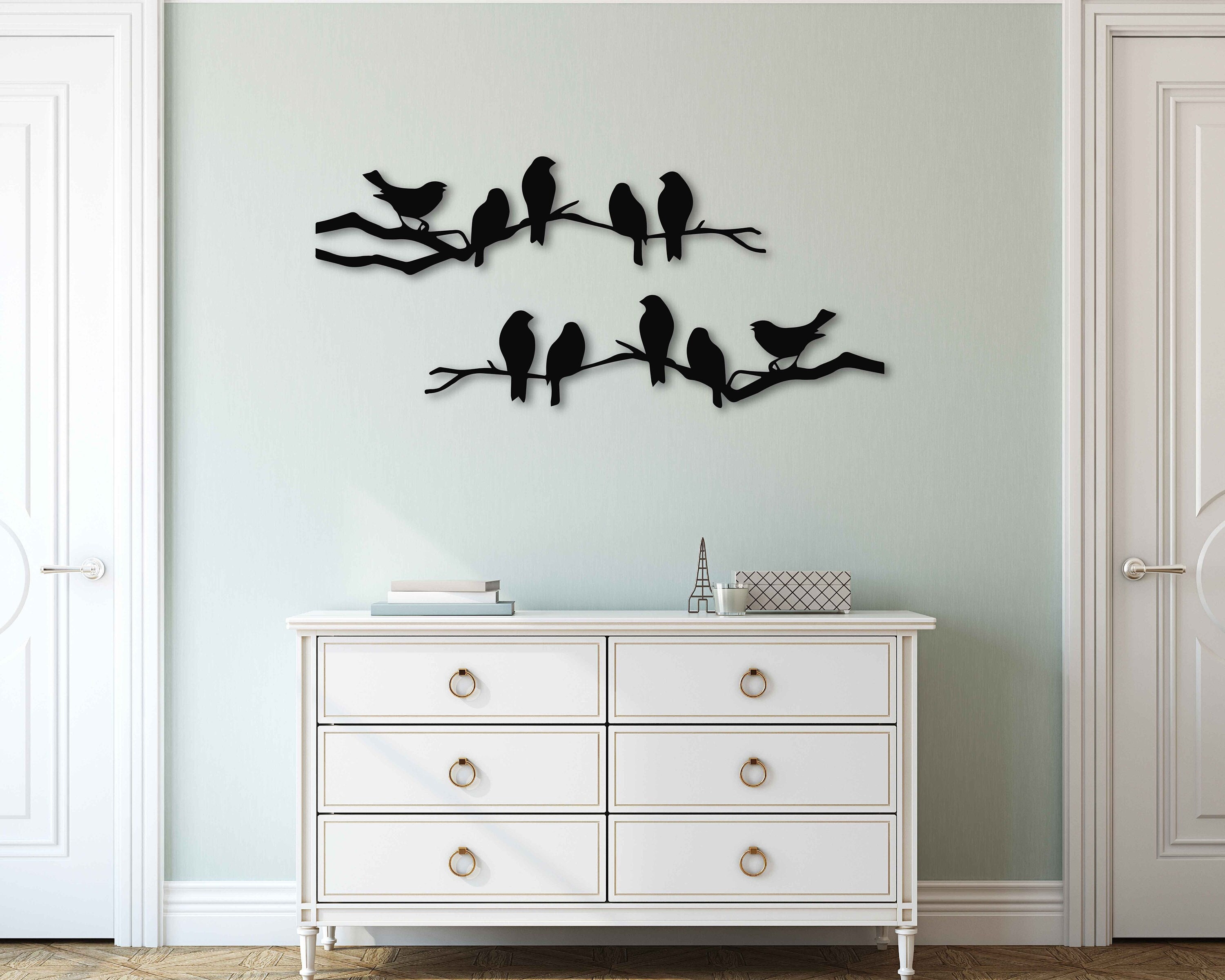 Birds on Branch Wall Art Metal Home Decor, Metal Birds Wall Art for ...
