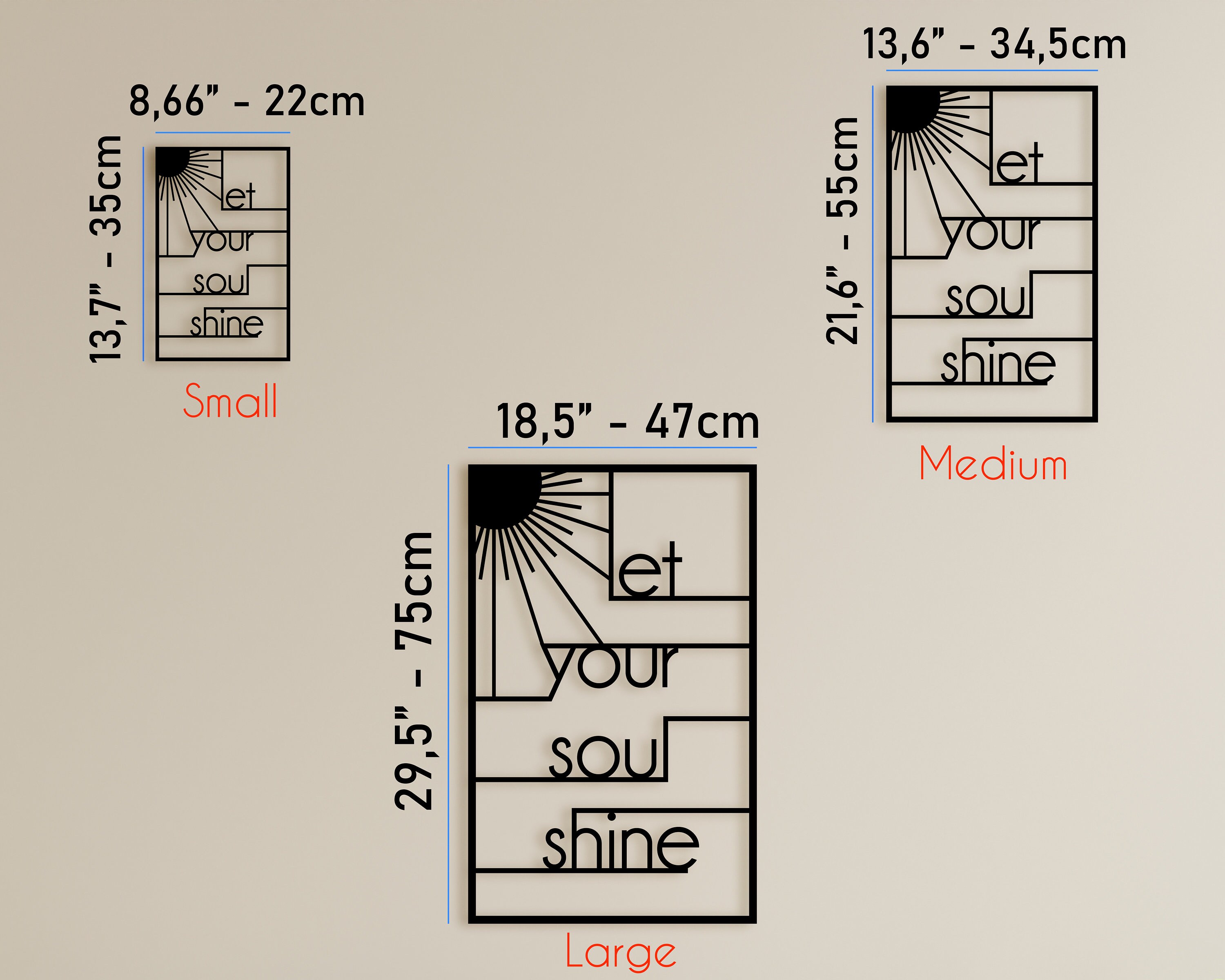 Motivational Metal Wall Art Decor Let Your Soul Shine Etsy