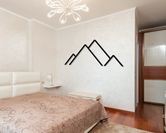 4 Decorazioni Murali Metallo Con Montagne - Arte Moderna Per Soggiorno O Camera - Foto 12