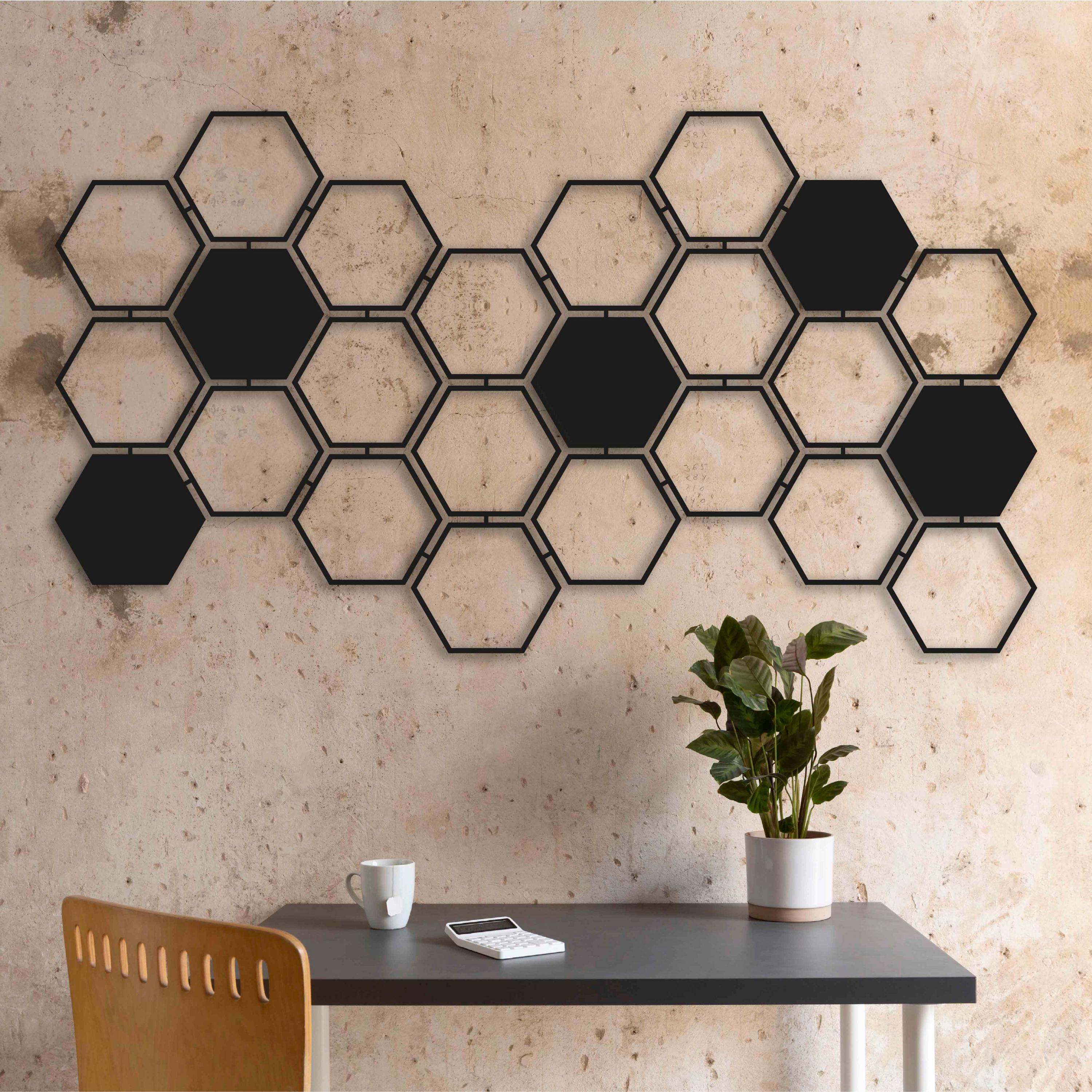 Modern Hexagon Metal Wall Art Honeycomb Design - Perfect Geometric
