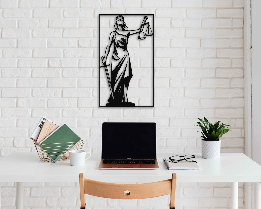 Lawyer Gift Lady Justice Metal Wall Art, Law Office Wall Art, Attorney
