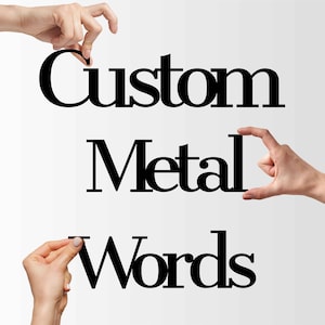 Placa de nome personalizada em metal, palavra, frase ou nome de metal personalizado, arte de parede com letras de metal, presente de placa de metal personalizada, presente de Natal para casa