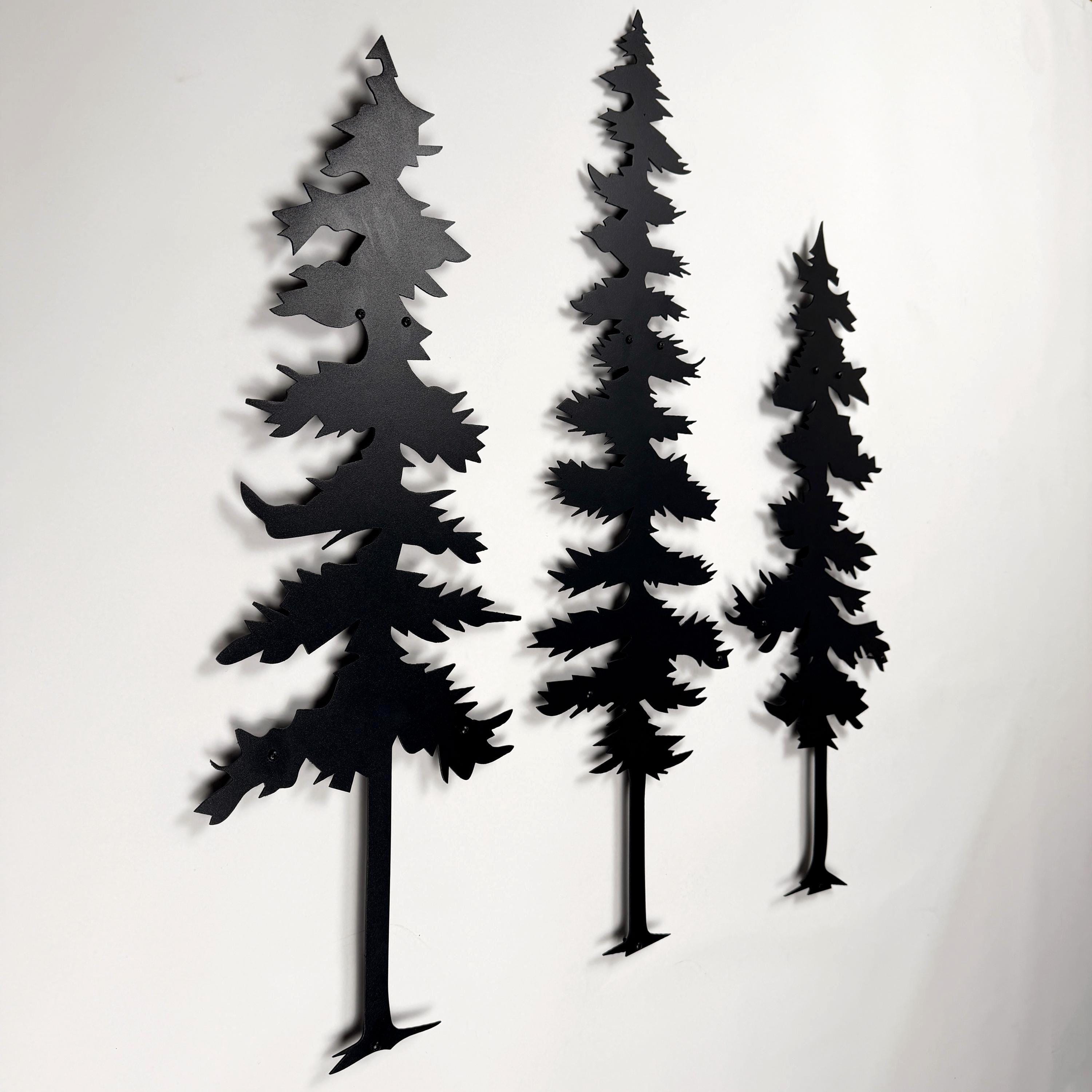 Extra Large Tree Metal Wall Art, Pine Forest Decor for Outdoor and ...