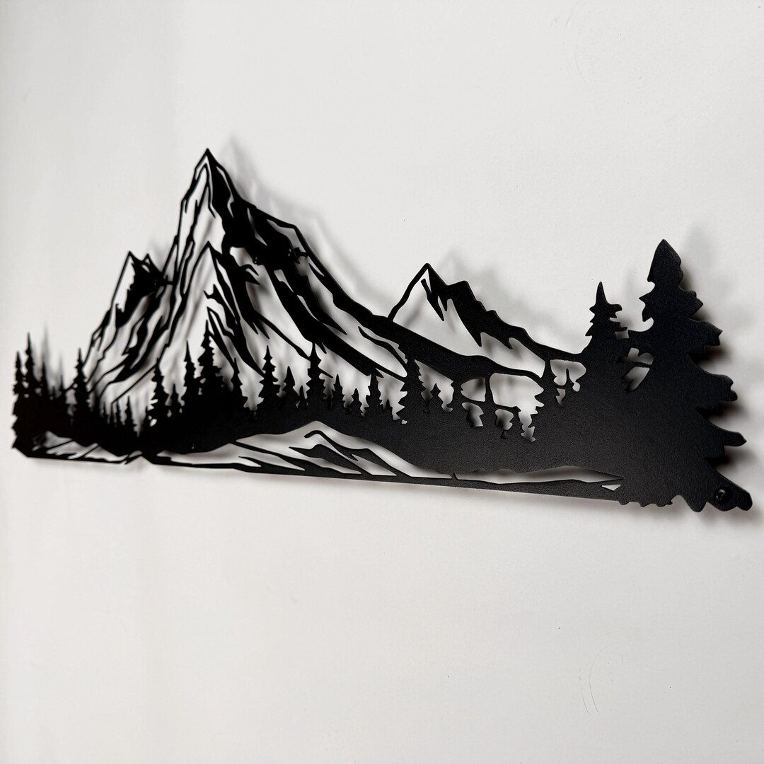 Mountain Pine Forest Metal Wall Art, Rustic Cabin Landscape Decor - Etsy