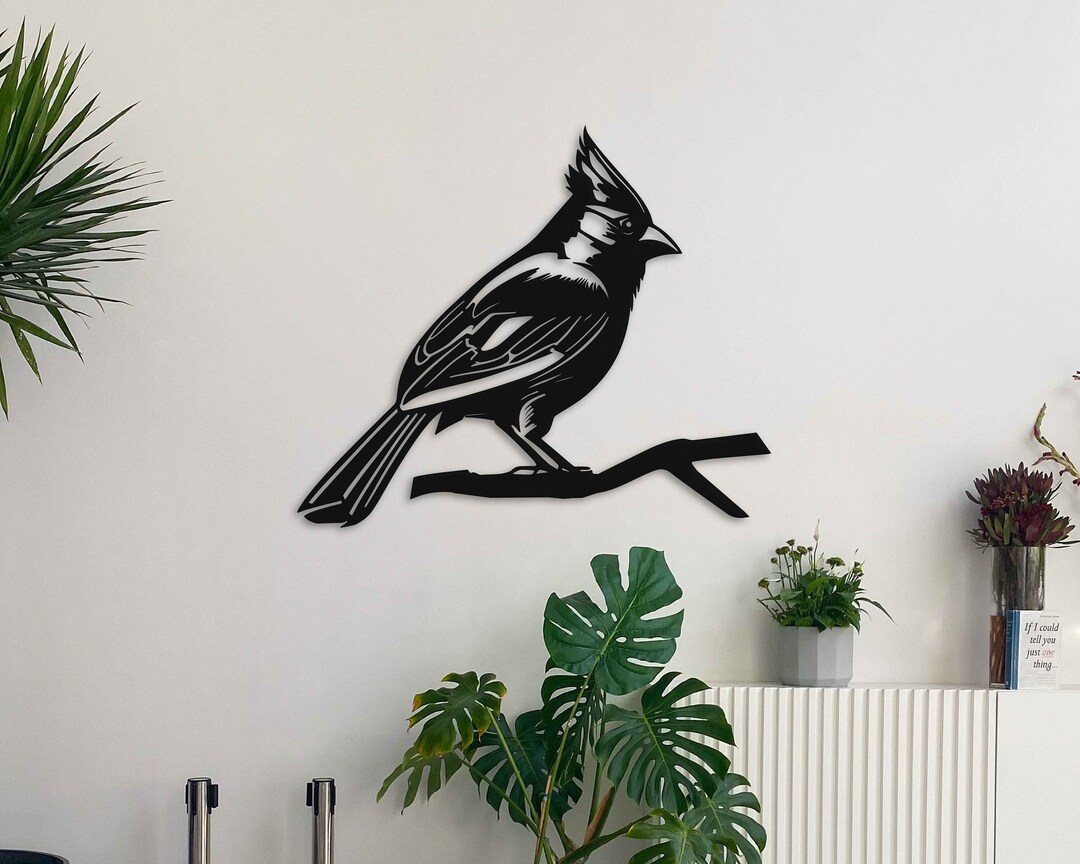 Metal Wall Decor, Cardinal Bird on a Branch Wall Art Metal Home Decor ...