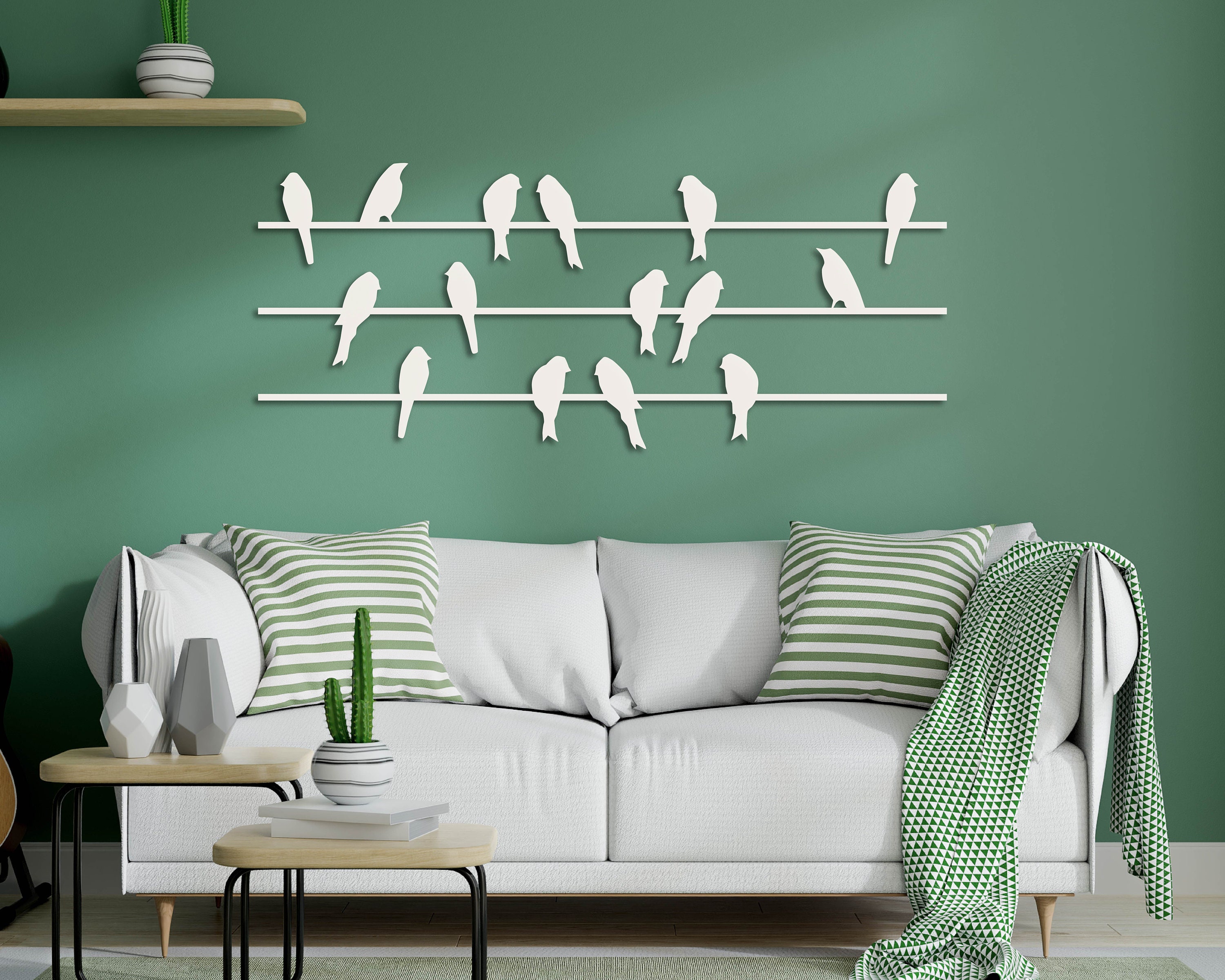 Décoration Murale En Métal - Silhouette De Chat Et Oiseau Sur Branche - 40x30 Cm Noir - Pour Salon, Chambre