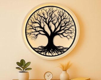 Tree of Life Metal Wall Art, Round Nature Decor, Home Accent