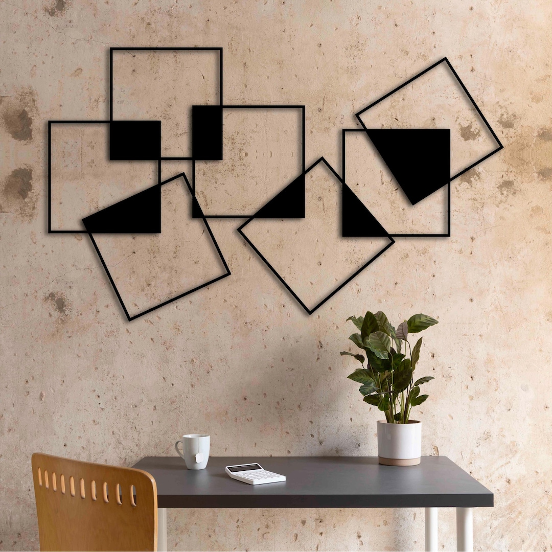 Minimalist Geometric Metal Wall Art, Modern Metal Wall Decor for Living ...