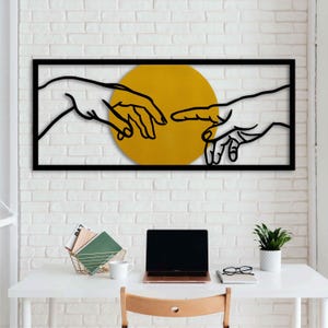 Creation of Adam Metal Wall Hanging - Fine Art Inspired Wall Piece - Timeless Religious Wall Decor - Handcrafted Michelangelo Artwork Gift