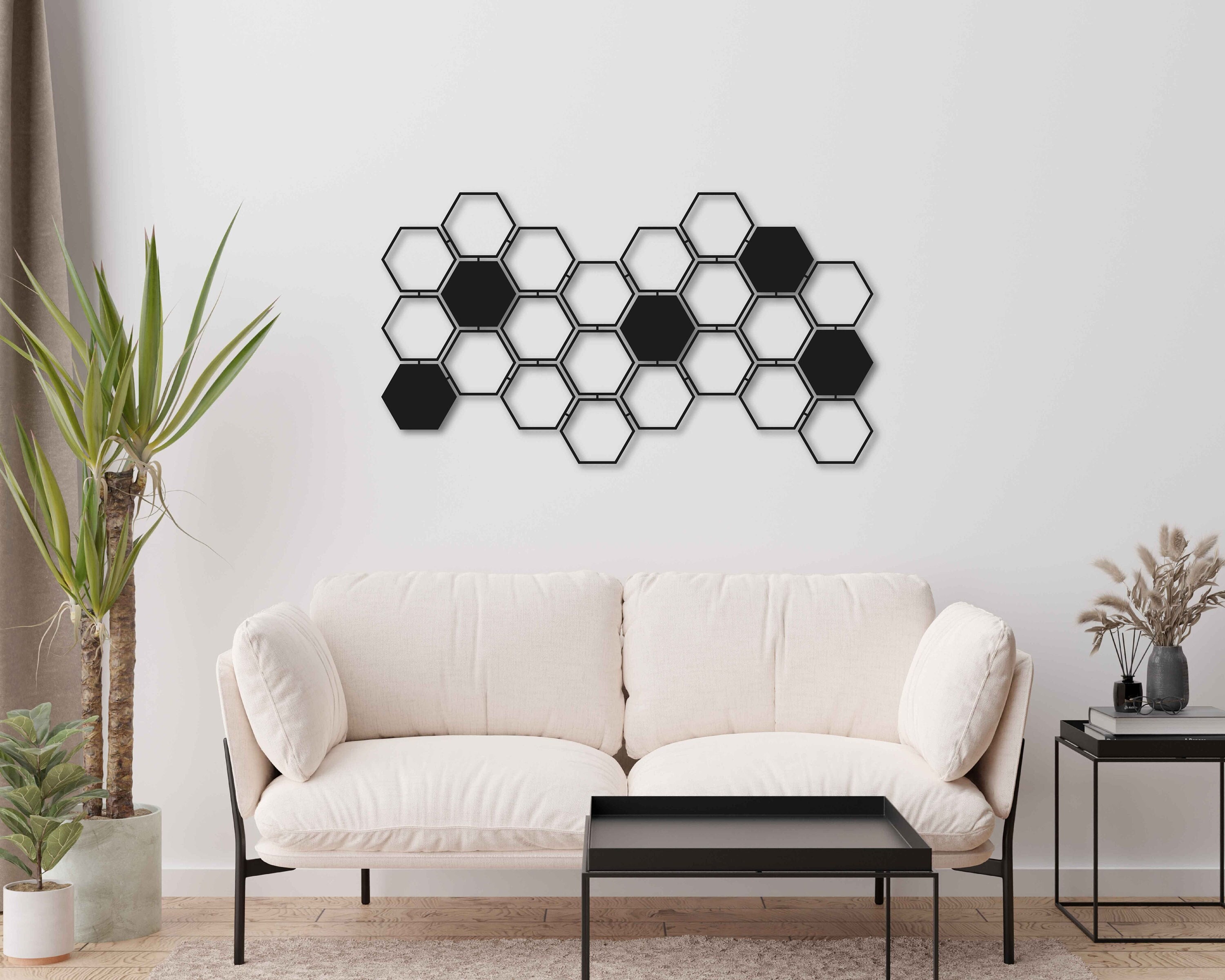 Geometric Honeycomb Hexagon Metal Wall Art Decor - Modern