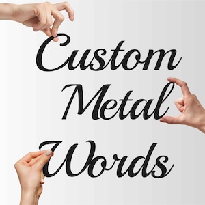 Letras de metal personalizadas, palavras cursivas personalizadas, arte de parede, seu texto personalizado, placa de nome de metal personalizada, placa de palavras de metal, presente de Natal