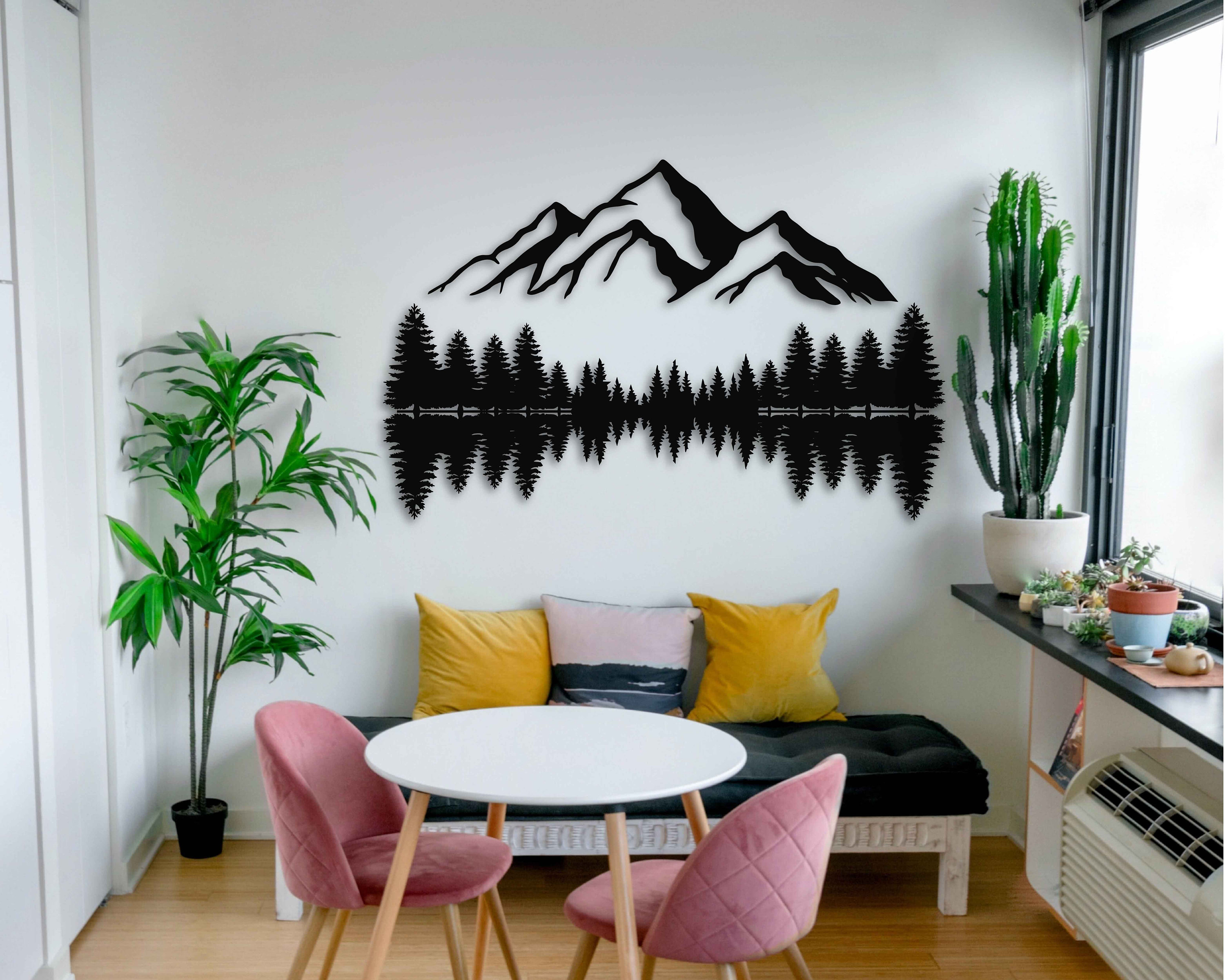 Mountain and Forest Metal Wall Art, Rustic Landscape Wall Decor, Large ...