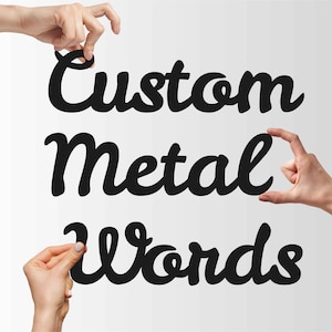 Letrero de metal con texto personalizado, recorte de metal con palabras personalizadas, letrero de metal con nombre personalizado, decoración con nombre de familia, letreros para paredes, regalo de Navidad