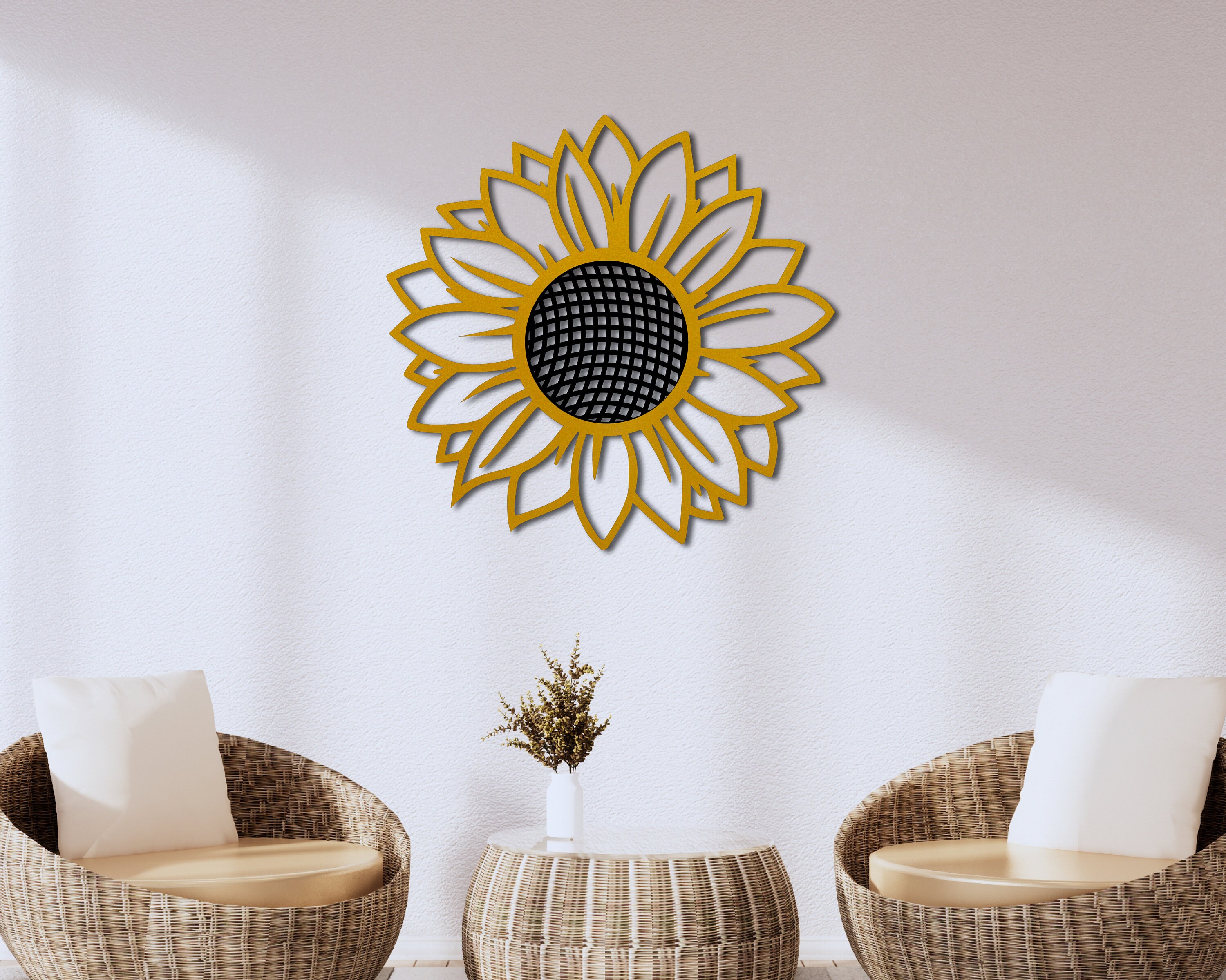 Sunflower Metal Wall Art Decor Black and Gold Metal Sunflower Etsy
