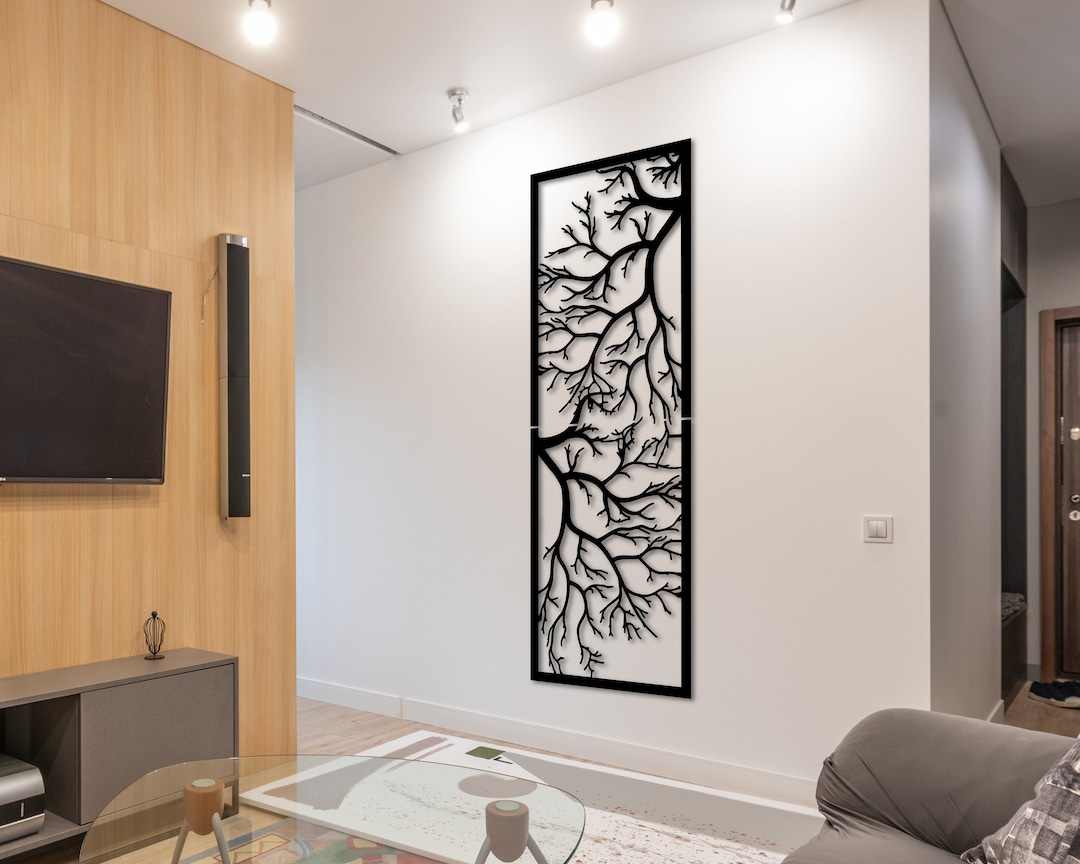 Tree Wall Art Vertical Metal Wall Decor Living Room Metal Wall Art