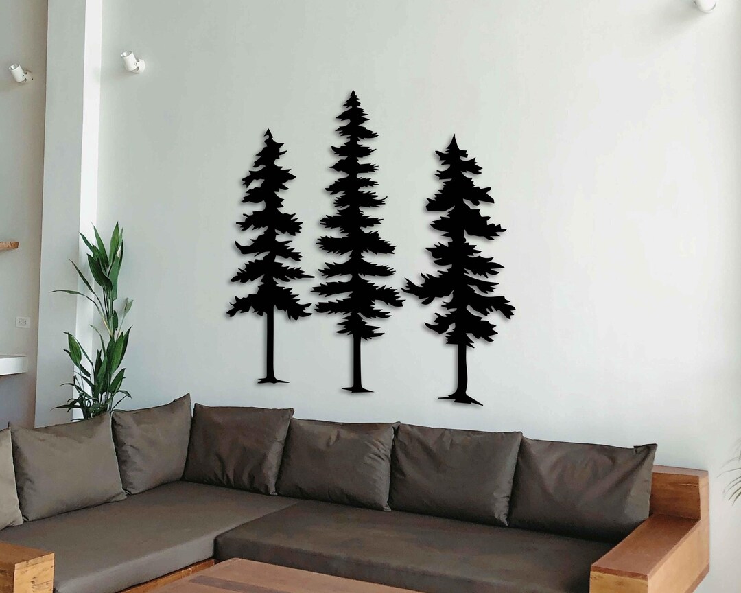 Pine Trees Metal Wall Art, Extra Large Tree Metal Decor, Outdoor ...