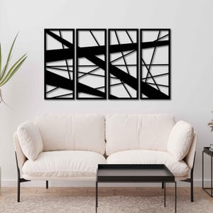 Abstract Metal Wall Art, Contemporary Metal Line Art, 4 Pack Metal Wall Decor, Modern Metal Wall Sculpture, Modern Home Interior Decoration