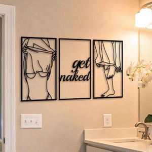Modern Bathroom Metal Wall Art featuring Woman Line Art, Contemporary Feminist Metal Wall Decor, Set of 3 Minimalist Metal Wall Sculpture