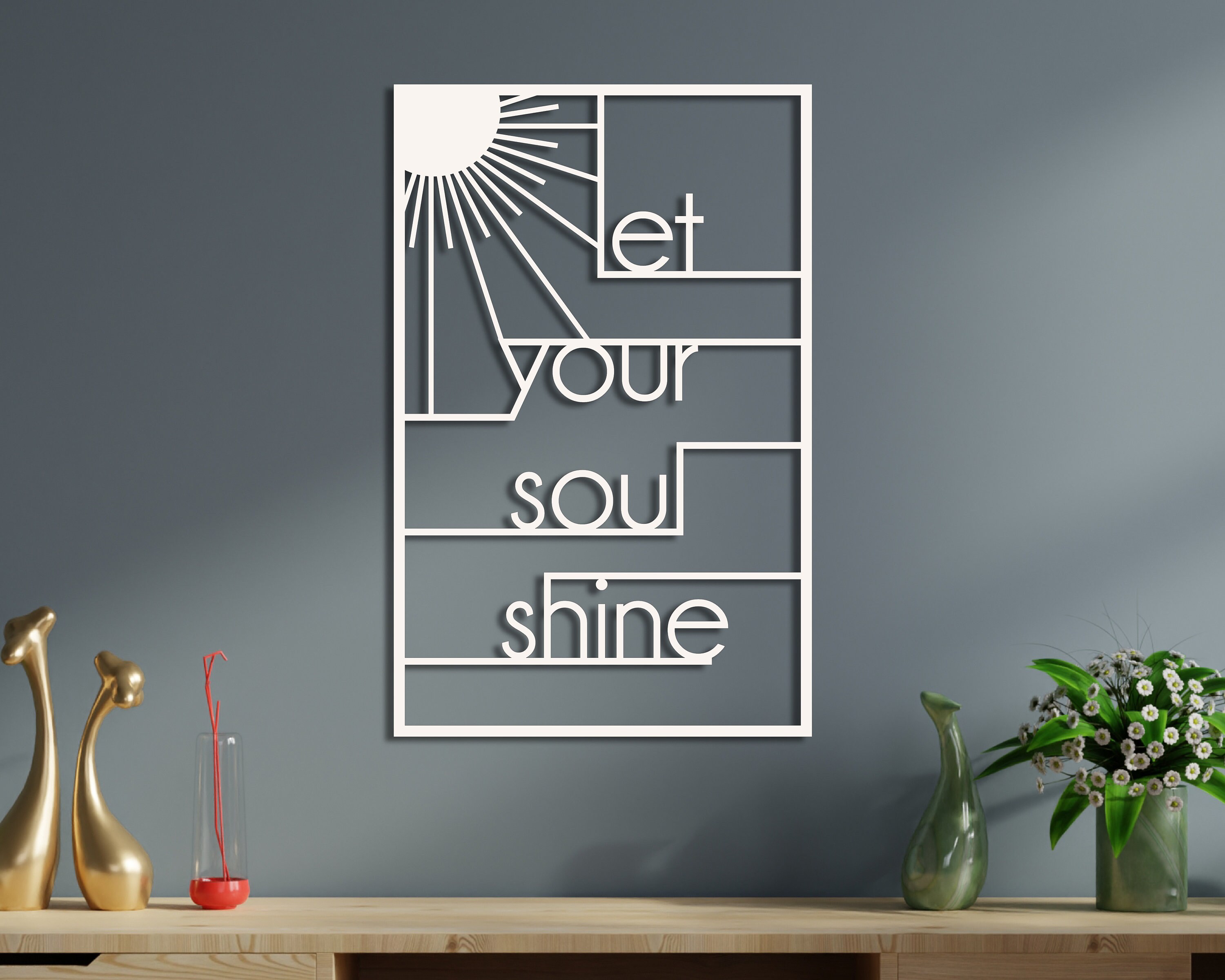 Motivational Metal Wall Art Decor Let Your Soul Shine Etsy