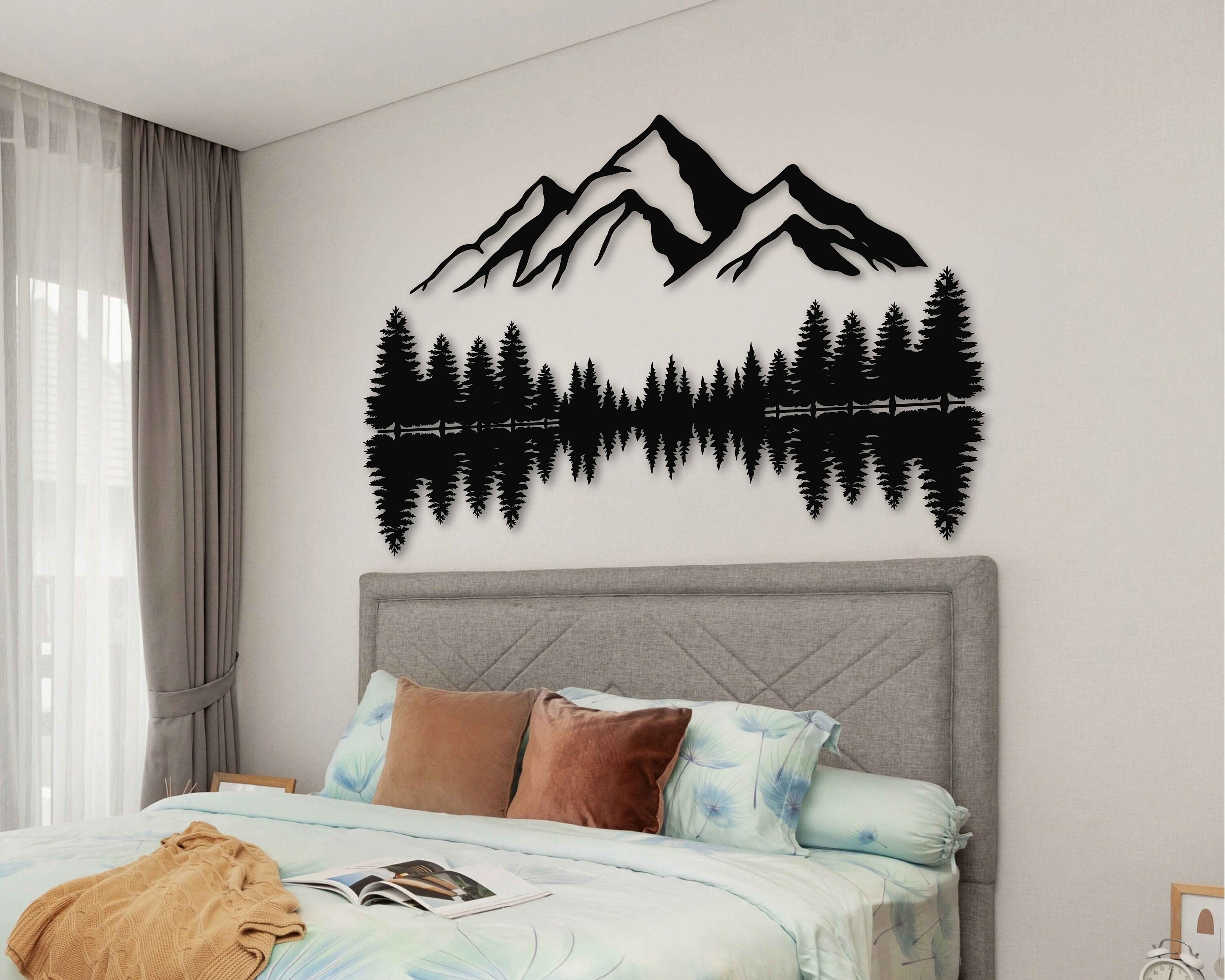 Mountain and Forest Metal Wall Art, Rustic Landscape Wall Decor, Large ...