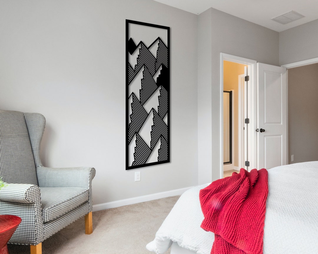 Mountain Wall Art Vertical Metal Wall Decor Living Room Etsy
